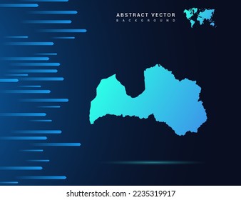 Lettland Karte mit abstrakter blauer Hintergrundtechnologie.