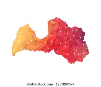 Latvia Map - Abstract geometric rumpled triangular low poly style gradient graphic on white background , line dots polygonal design for your . Vector illustration eps 10.