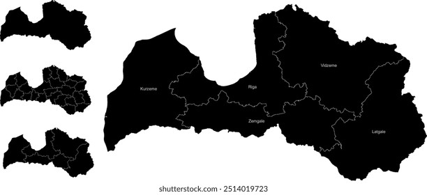 LATVIA MAP with its administrative divisions and regions