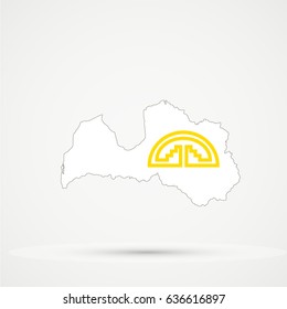 Latvia map in Andean Community, flag colors, editable vector.