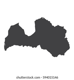 Latvia map in black on a white background. Vector illustration