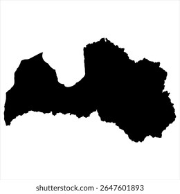 Latvia Map - black World Map International vector template with High detailed isolated on white background - Vector