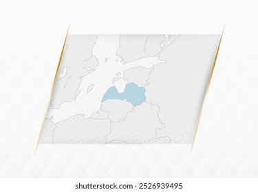 Latvia Map in Blue with Gold Framed Accents. Modern Vector Map of Latvia. Vector Illustration.