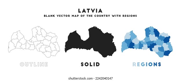 Mapa de Letonia. Fronteras de Letonia para tu infografía. Forma de campo del vector. Ilustración vectorial.
