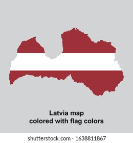 Latvia map colored with flag colors isolated vector illustration