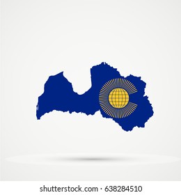 Latvia map in Commonwealth of Nations, flag colors, editable vector.