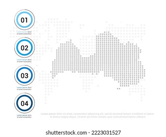 Mapa de puntos grises de Letonia para la presentación. Concepto creativo para infografía.