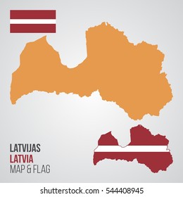 Latvia Map And Flag