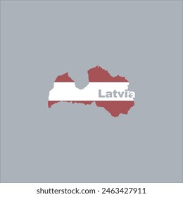 Latvia map and flag color design on gray background