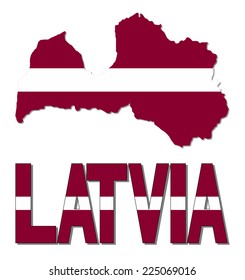 Lettland - Kartenflagge und Textgrafik