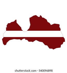 Latvia map and flag in white background