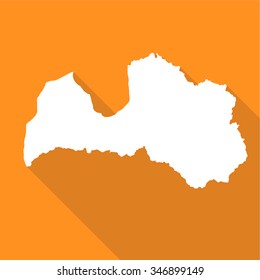 Latvia map flat simple style with long shadow.