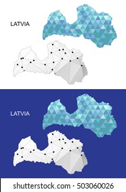 Latvia map in geometric polygonal style. Abstract gems triangle.