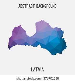 Latvia map in geometric polygonal style.Abstract tessellation,modern design background. Vector illustration EPS8