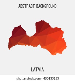 Latvia map in geometric polygonal,mosaic style.Abstract tessellation,modern design background,low poly. Vector illustration.