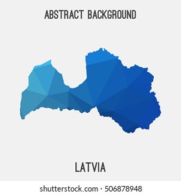 Latvia map in geometric polygonal,mosaic style.Abstract tessellation,modern design background,low poly. Vector illustration.