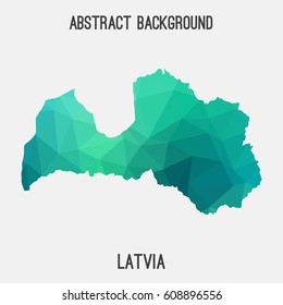 Latvia map in geometric polygonal,mosaic style.Abstract tessellation,modern design background,low poly. Vector illustration.