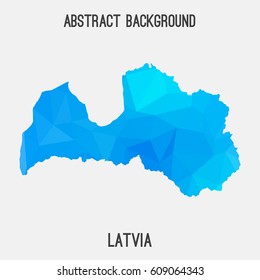 Latvia map in geometric polygonal,mosaic style.Abstract tessellation,modern design background,low poly.