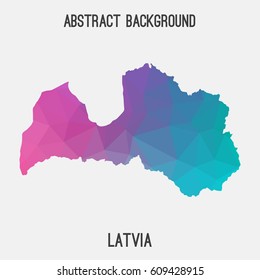Latvia map in geometric polygonal,mosaic style.Abstract tessellation,modern design background,low poly. Vector illustration.