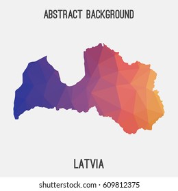 Latvia map in geometric polygonal,mosaic style.Abstract tessellation,modern design background,low poly. Vector illustration.