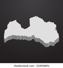 Latvia map in gray on a black background 3d