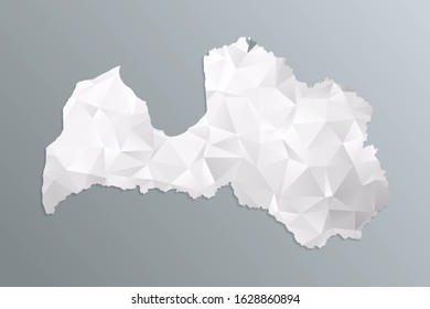 Latvia map gray in polygonal style on dark background. isolated vector illustration eps 10.