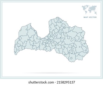 Latvia map green vector on white background.