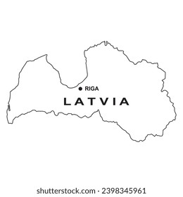 Diseño simple de ilustración de vector de icono de mapa de Letonia