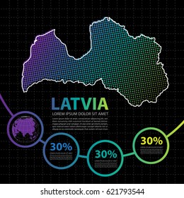 Latvia map infographic design template