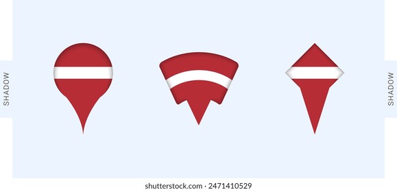 Latvia Map Markers Set. Perfect for projects related to Latvia, travel, geography, and international representation. Vector collection.