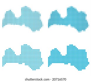 Latvia map mosaic set. Isolated on white background.