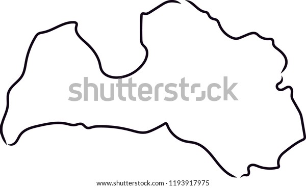 Latvia Map Outline Stock Vector Royalty Free 1193917975