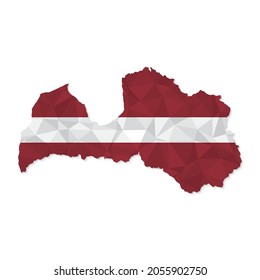 Latvia map in polygonal style on white background. Vector illustration eps 10.