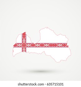Latvia map in Setomaa, flag colors, editable vector.