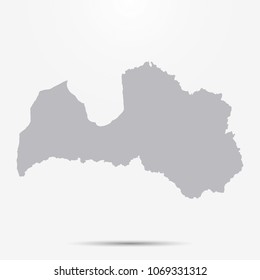 Latvia map with shadow