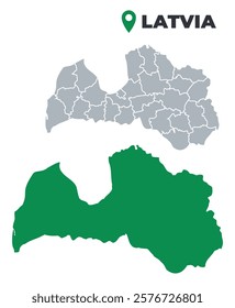 Latvia map simple flat outline vector set