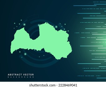 Latvia map of technology green futuristic Background vector.