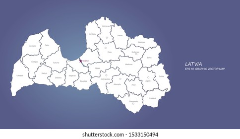 latvia map. vector of latvia in europe countries map.