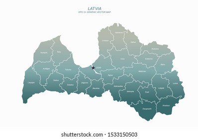 latvia map. vector of latvia in europe countries map.