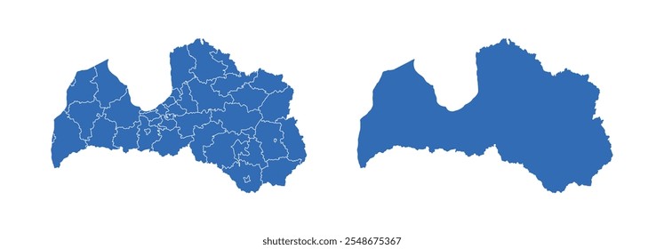 Latvia Map vector icon. Minimalistic Colorful Map of Latvia.