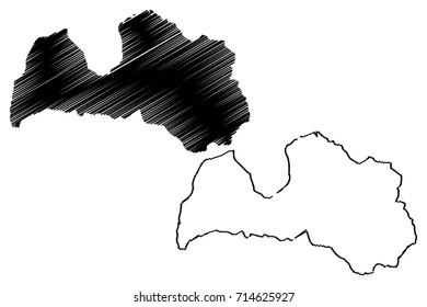 Latvia map vector illustration, scribble sketch Latvia