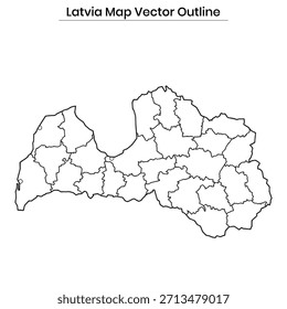 Latvia Map Vector Outline Editable Country Silhouette