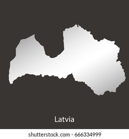Latvia map,border with chrome,metal shine gradient. Vector illustration