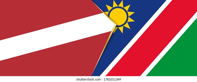 Latvia and Namibia flags, two vector flags symbol of relationship or confrontation.