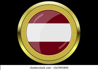 Latvia national flag colors with 3d golden frame vector. Template for greeting card, illustration, label, logo, cover, button, emblem, badge, insignia or web page graphic design element.