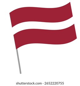 Bandeira nacional letã flutters with flagpole
