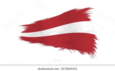 Latvia National Flag with Textured Brush Strokes. Artistic Brush Stroke Design.