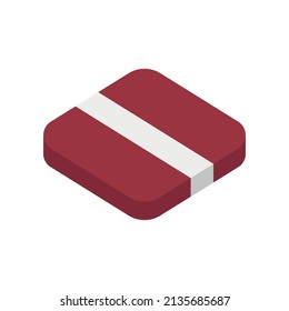 Letonia. Bandera nacional. Icono 3D plano vectorial