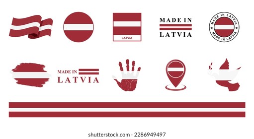 Latvia national flags icon set. Labels with Latvia flags. Vector illustration