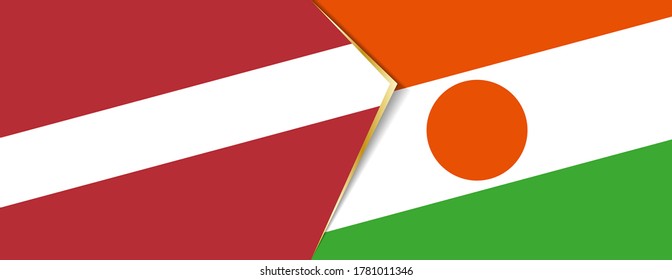 Latvia and Niger flags, two vector flags symbol of relationship or confrontation.